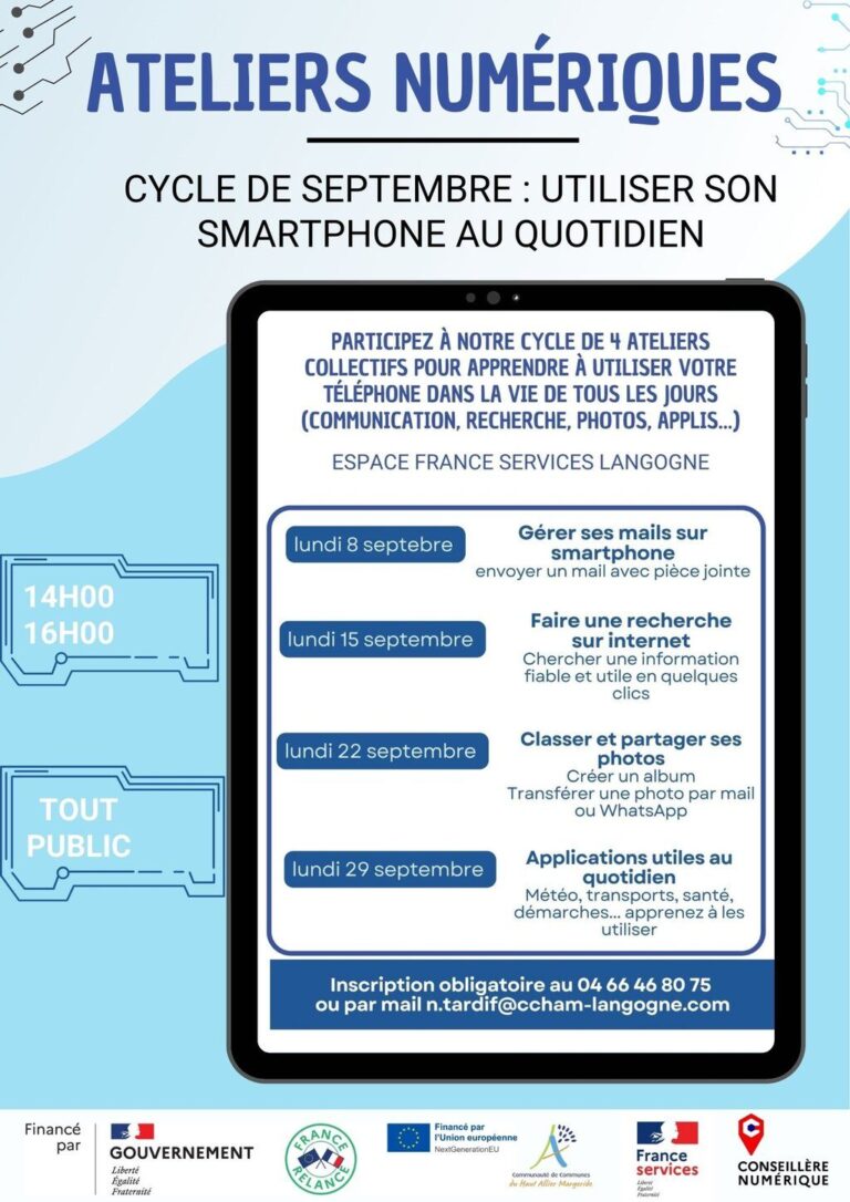 📱 Nouveau cycle d’ateliers numériques en septembre !