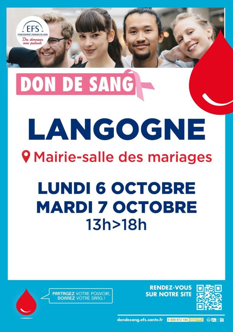 Don du sang à Langogne - 06 et 07 octobre 2025